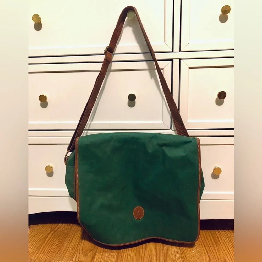 Vintage Polo Ralph Lauren Messenger Bag with Leather Trim